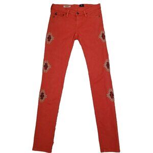 Adriano Goldschmied The Legging Super Skinny Jeans Womens 25 Aztec Print Orange